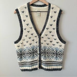 St Johns Bay Vtg Christmas Snowflake Sweater Vest Womans Sz XL Grandmacore